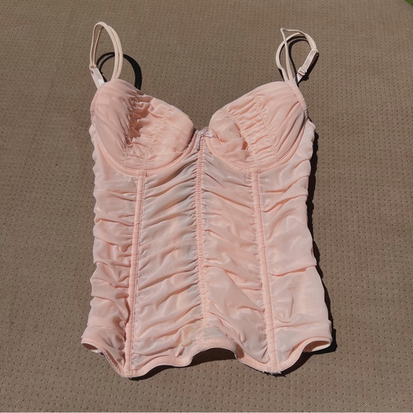 beautiful vintage baby pink mesh corset top 💟 - Picture 2 of 5